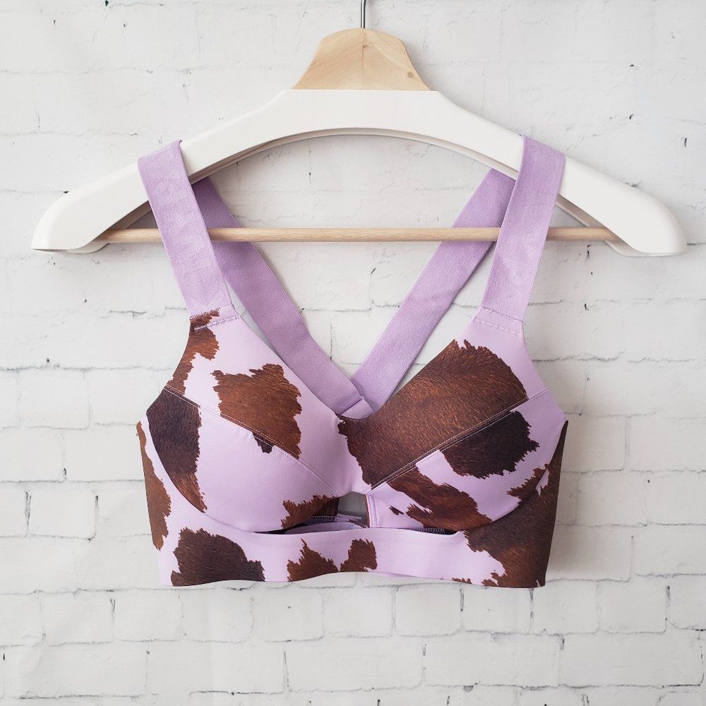 IVY PARK Lilac & Brown Cow Print Sports Bra